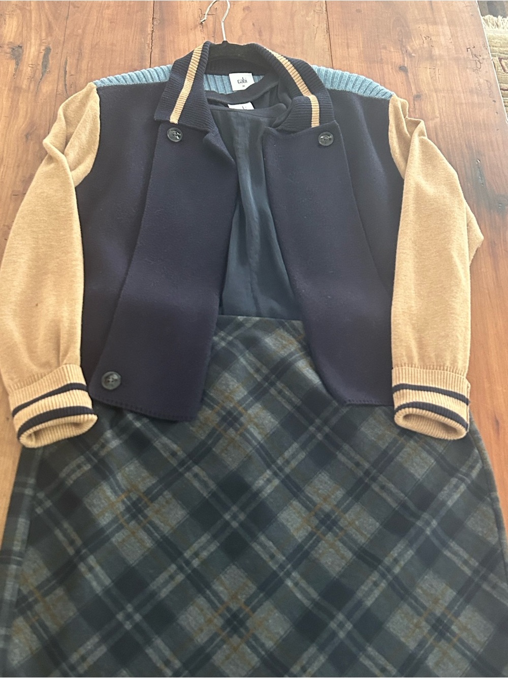 CAbi Skirt in Gray, Black and Gold Plaid Pencil Skirt - Picture 3 of 8
